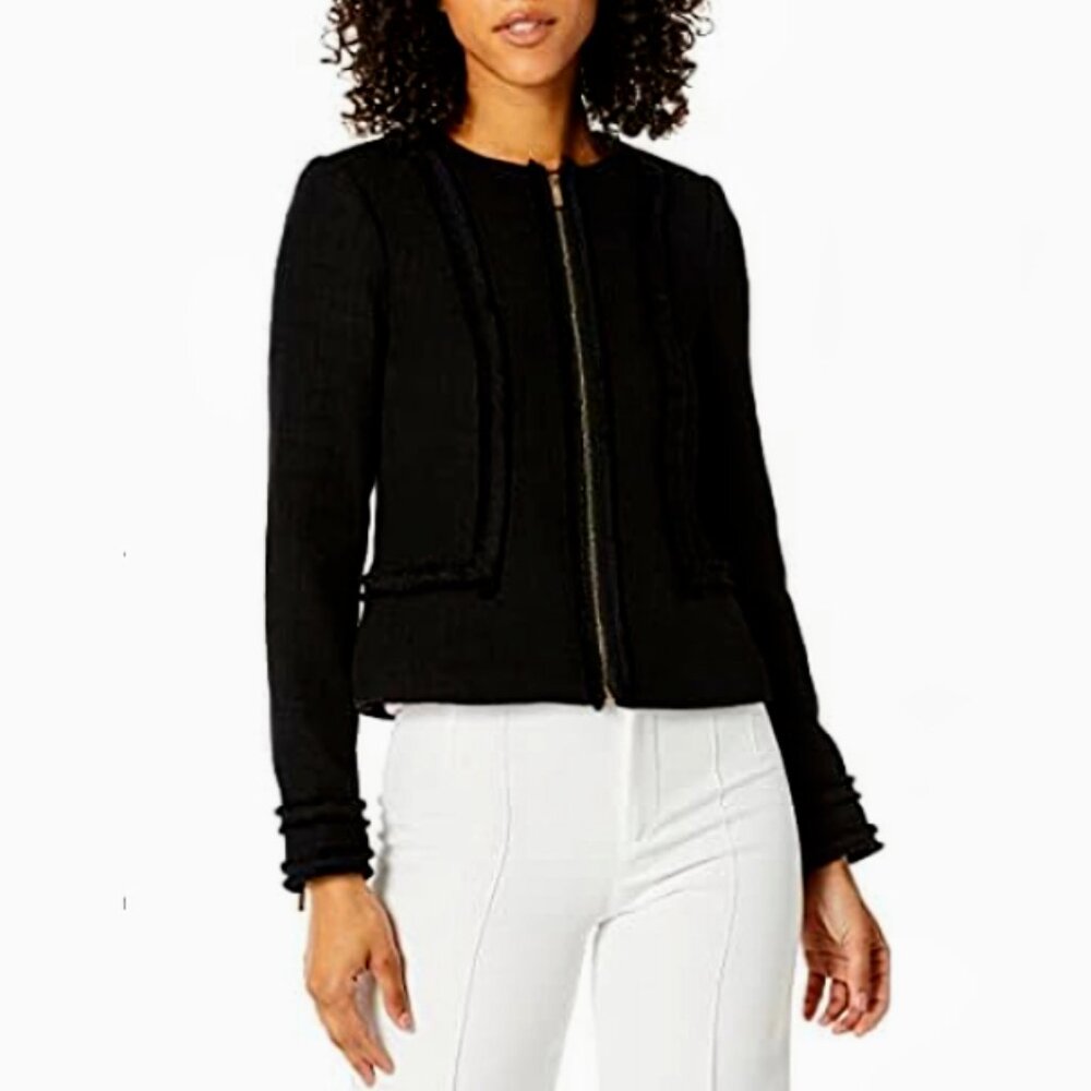 Brand New Women's Karl Lagerfeld Black Tweed Blazer Jacket